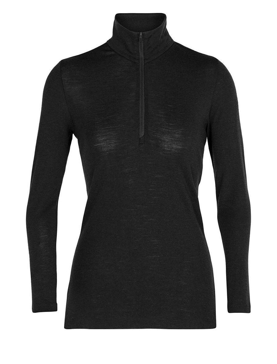 Women's Icebreaker Merino 175 Everyday Long Sleeve Half Zip Thermal Top Base Layers Black | CA 1084BEXC